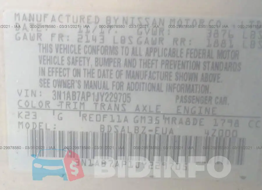 3N1AB7AP1JY229705 Photo# 9