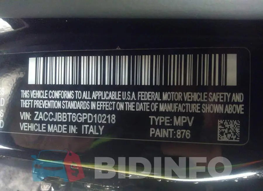 ZACCJBBT6GPD10218 Photo# 9