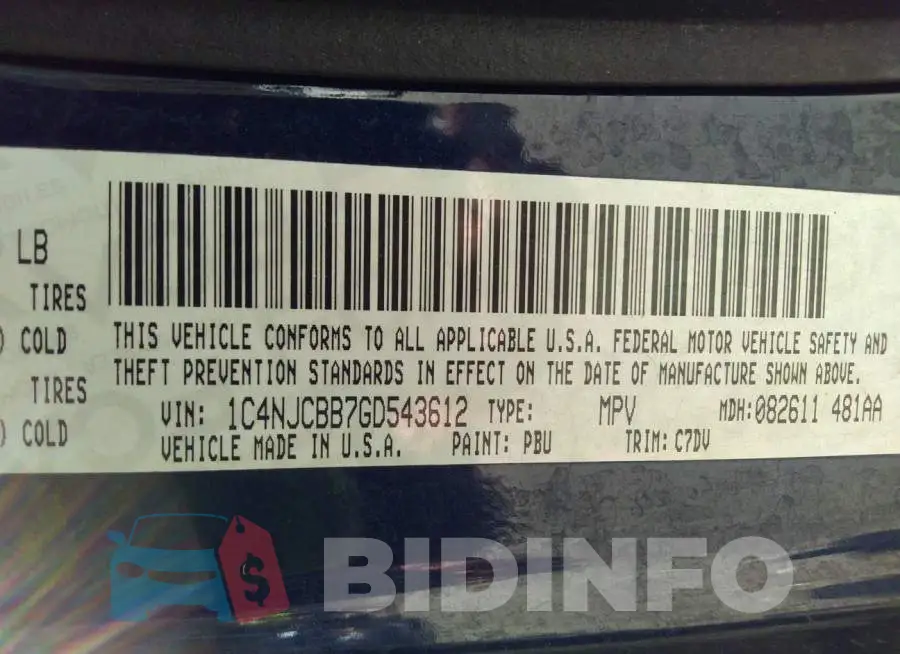 1C4NJCBB7GD543612 Photo# 9