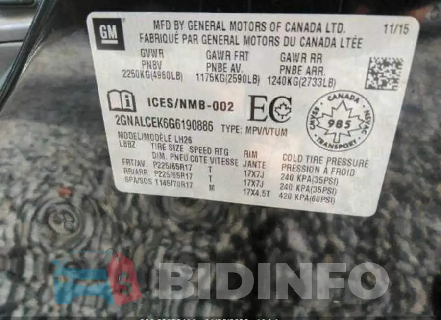 2GNALCEK6G6190886 Photo# 9