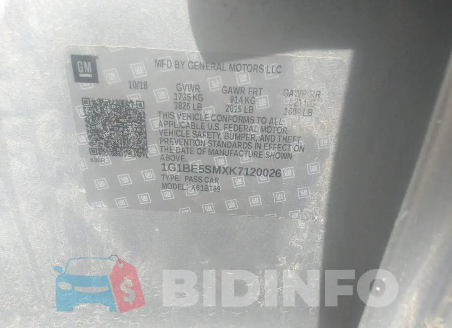 1G1BE5SMXK7120026 Photo# 9