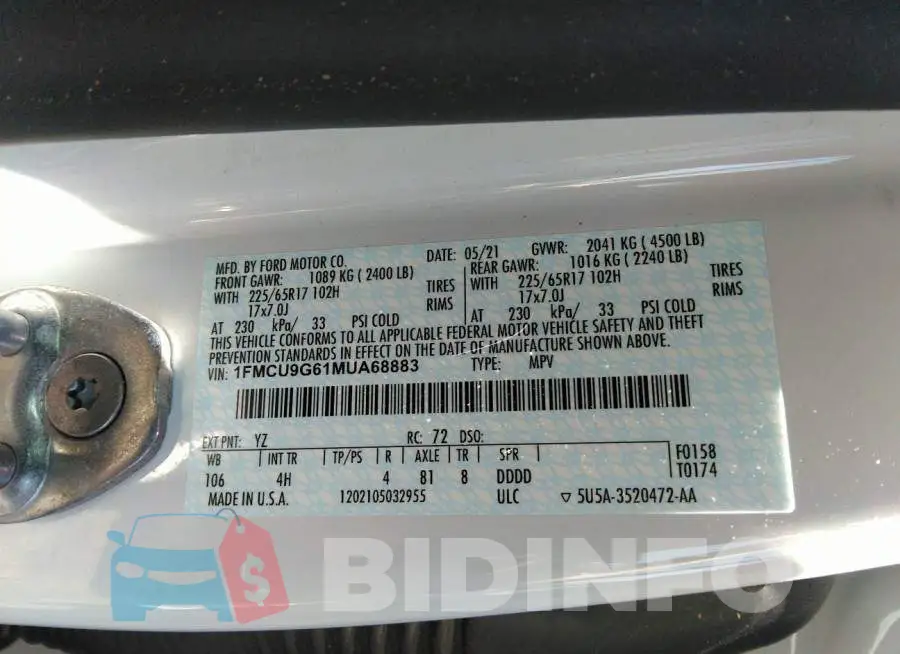 1FMCU9G61MUA68883 Photo# 9