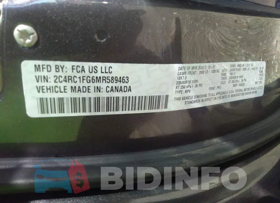 2C4RC1FG6MR589463 Photo# 9