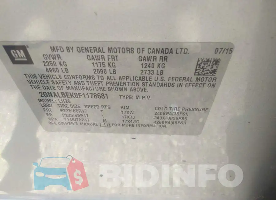 2GNALBEK8F1178681 Photo# 9
