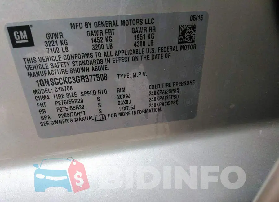 1GNSCCKC3GR377508 Photo# 9