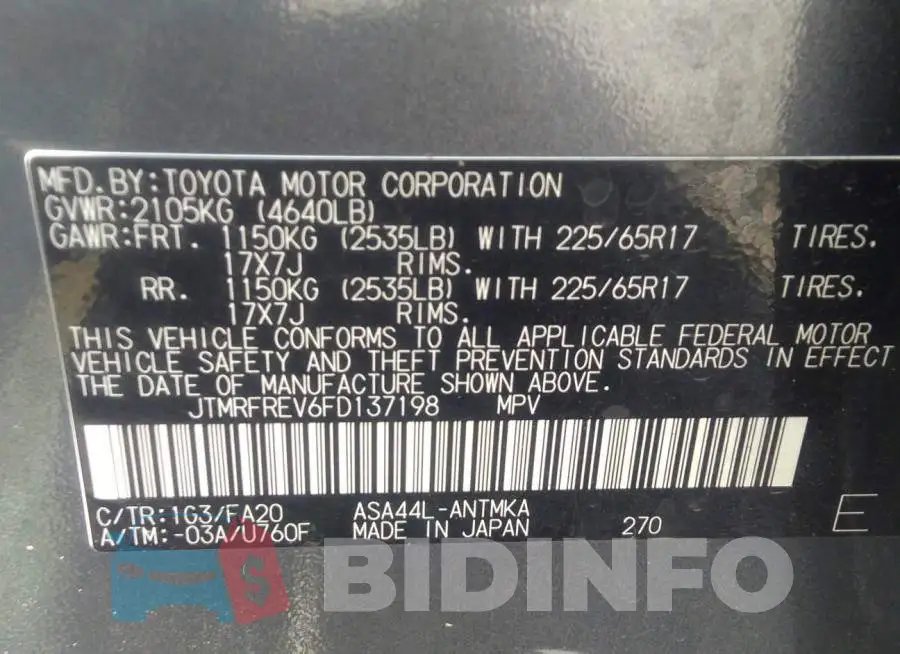 JTMRFREV6FD137198 Photo# 9