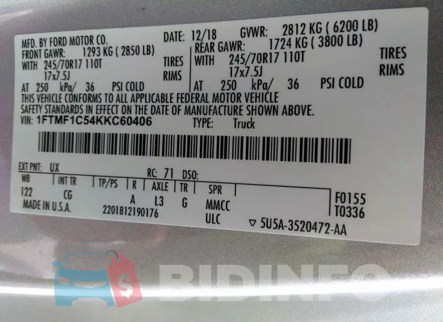 1FTMF1C54KKC60406 Photo# 9