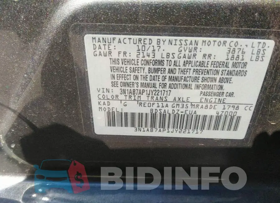 3N1AB7AP1JY221717 Photo# 9