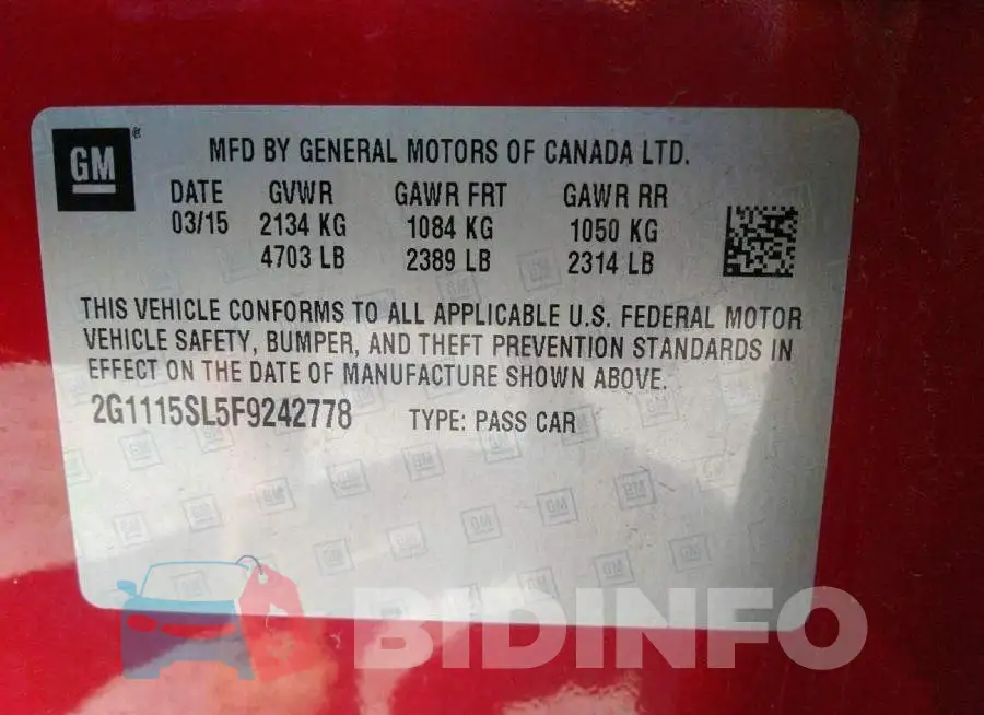 2G1115SL5F9242778 Photo# 9