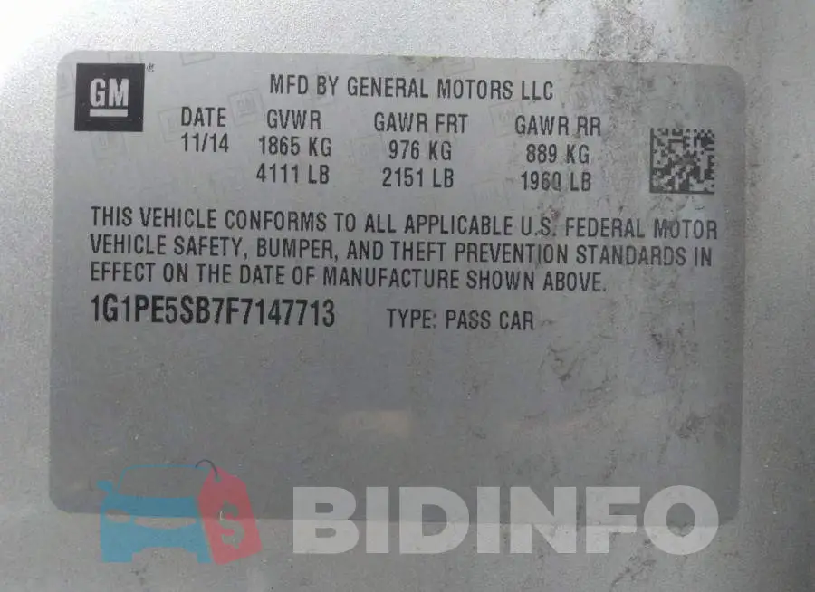 1G1PE5SB7F7147713 Photo# 9