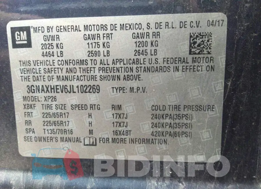 3GNAXHEV6JL102269 Photo# 9