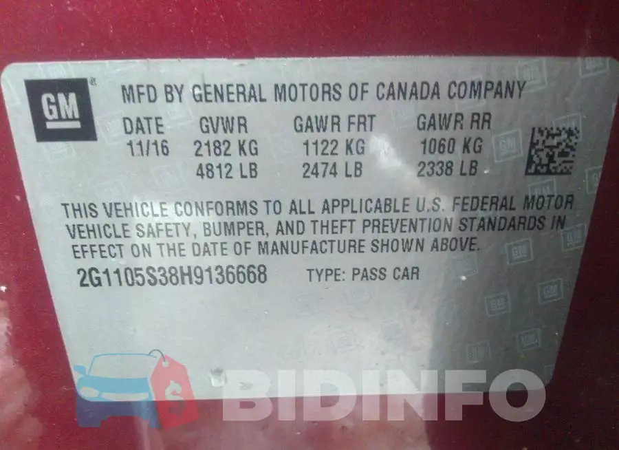 2G1105S38H9136668 Photo# 9
