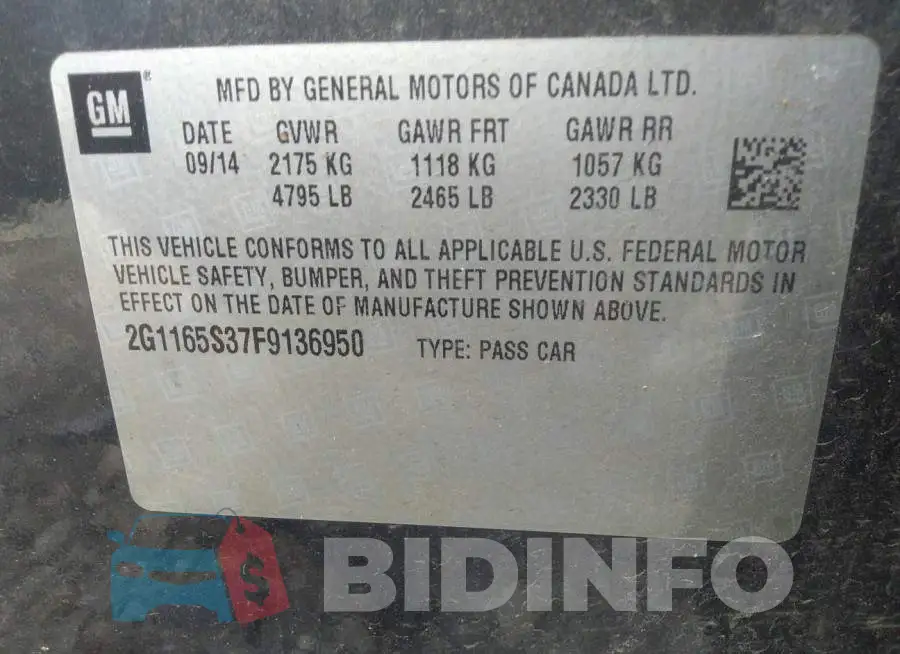2G1165S37F9136950 Photo# 9