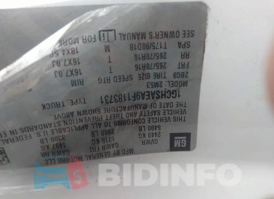 1GCHSAEA9F1183731 Photo# 9