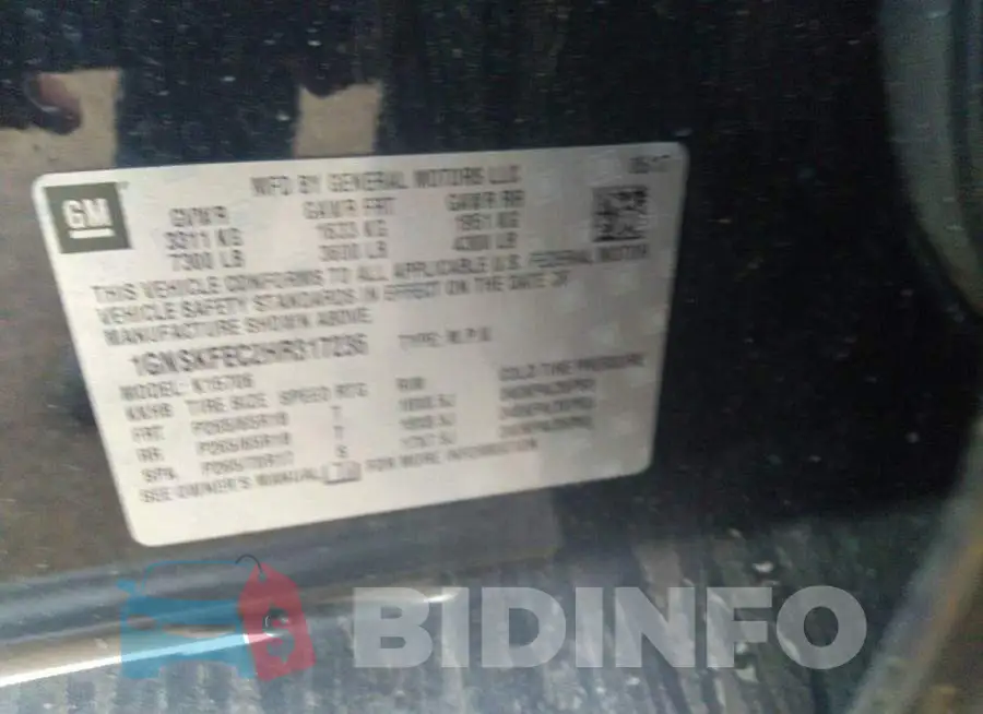 1GNSKFEC2HR317236 Photo# 9