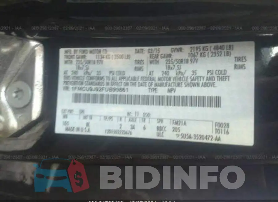 1FMCU9J92FUB99861 Photo# 9