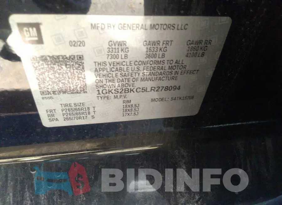 1GKS2BKC5LR278094 Photo# 9
