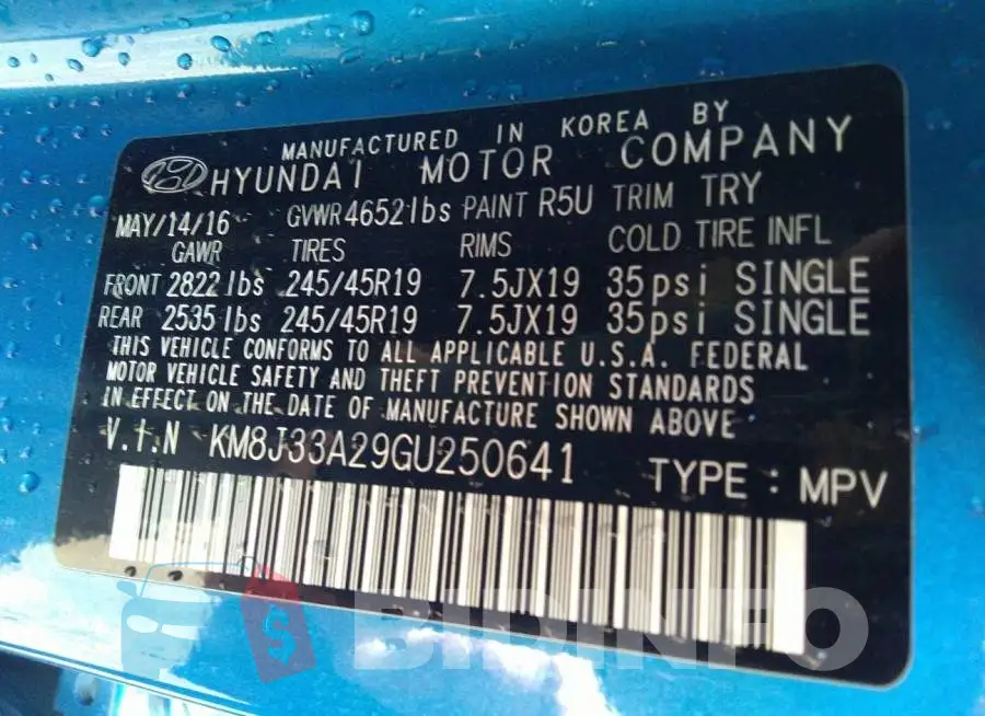 KM8J33A29GU250641 Photo# 9