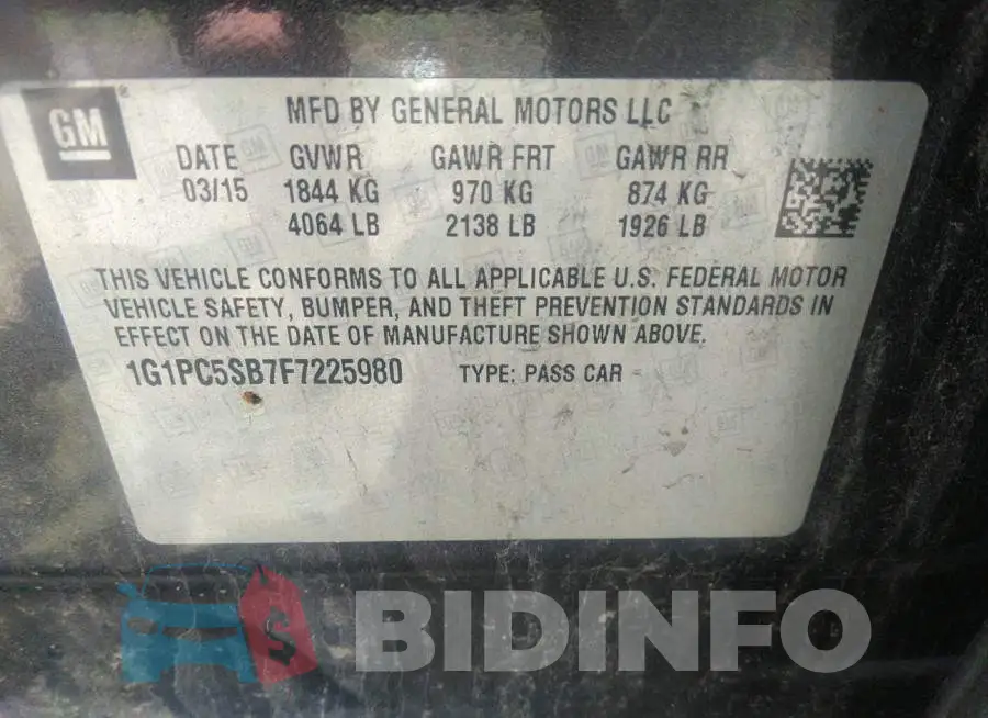 1G1PC5SB7F7225980 Photo# 9