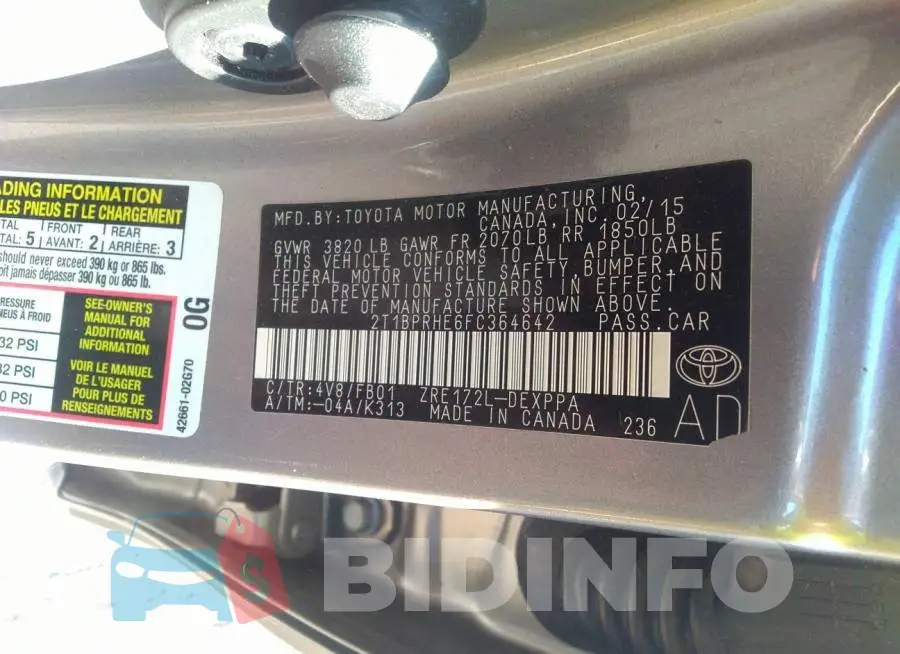 2T1BPRHE6FC364642 Photo# 9