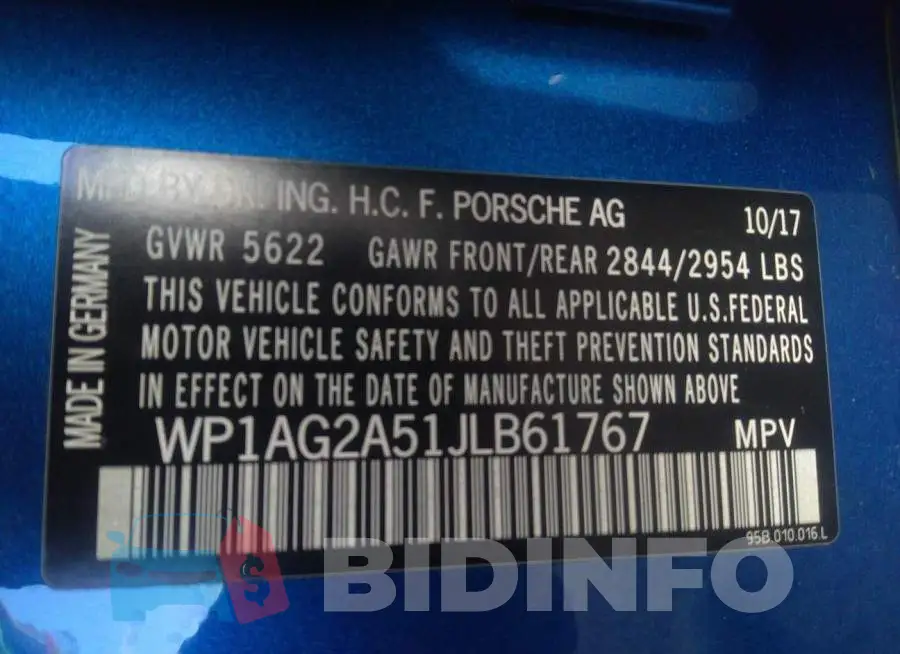 WP1AG2A51JLB61767 Photo# 9