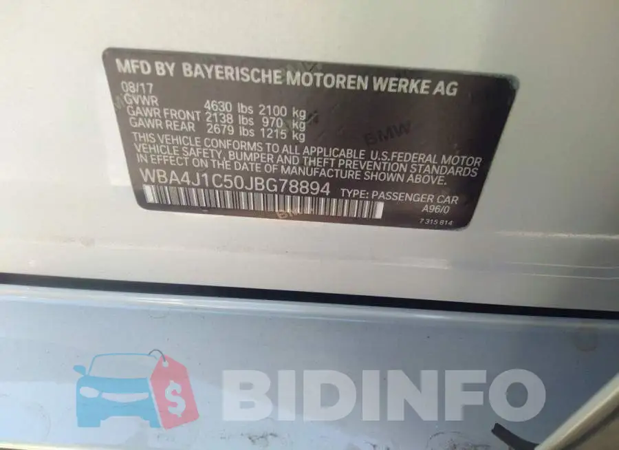 WBA4J1C50JBG78894 Photo# 9