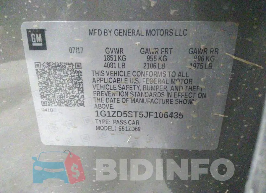 1G1ZD5ST5JF106435 Photo# 9