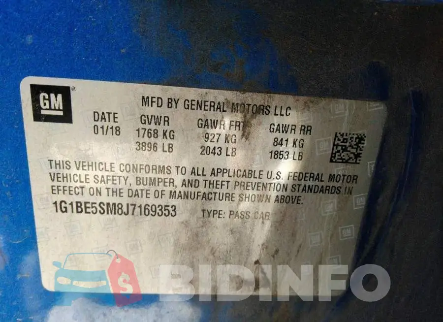 1G1BE5SM8J7169353 Photo# 9