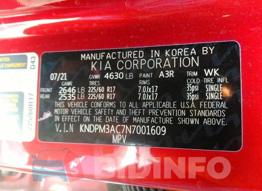 KNDPM3AC7N7001609 Photo# 9