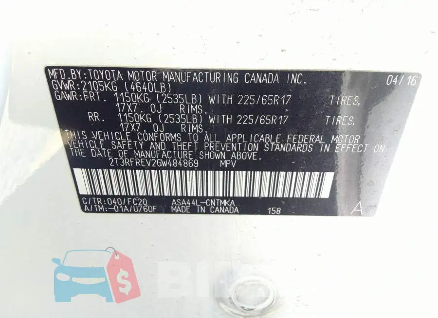 2T3RFREV2GW484869 Photo# 9