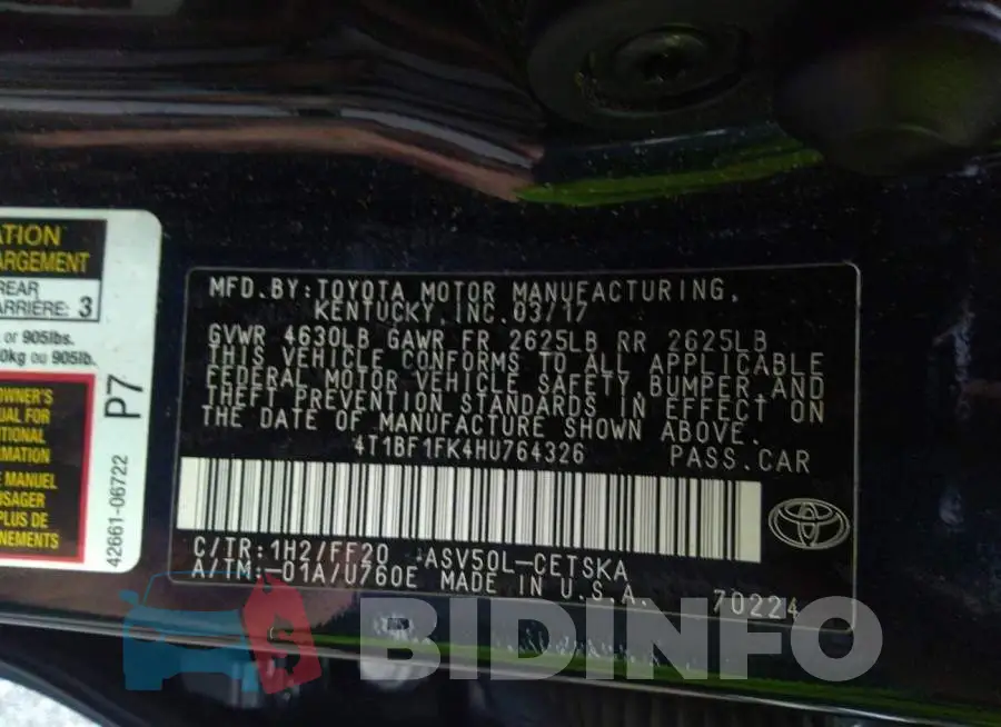4T1BF1FK4HU764326 Photo# 9