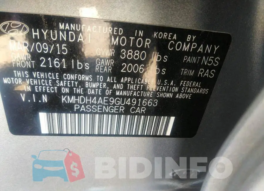 KMHDH4AE9GU491663 Photo# 9