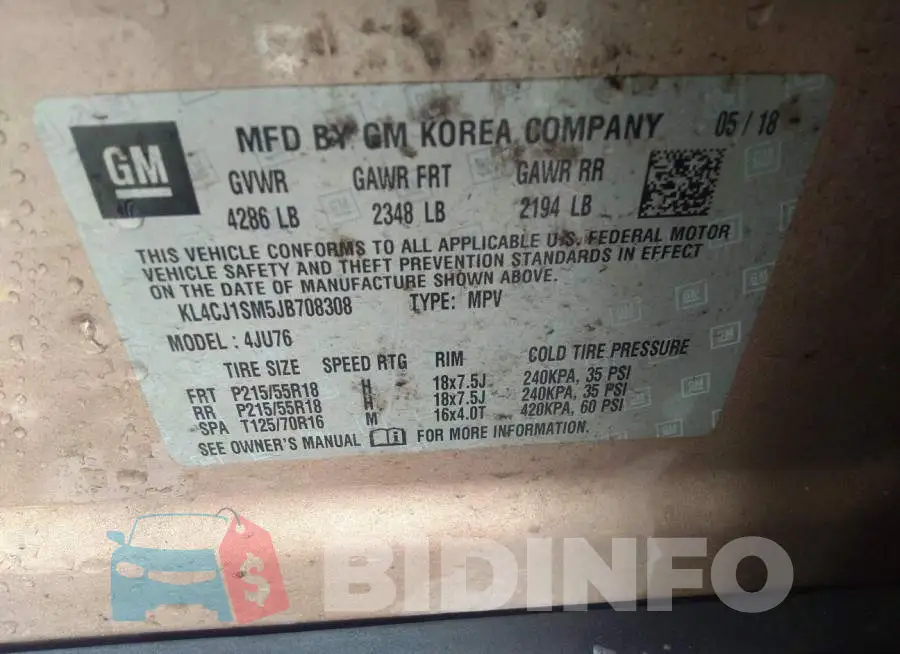 KL4CJ1SM5JB708308 Photo# 9