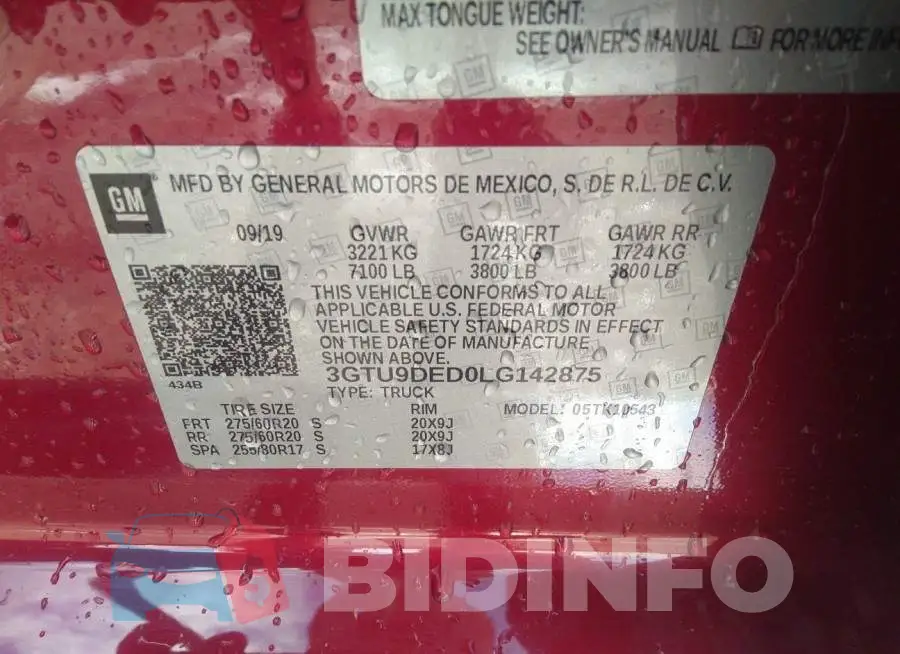 3GTU9DED0LG142875 Photo# 9