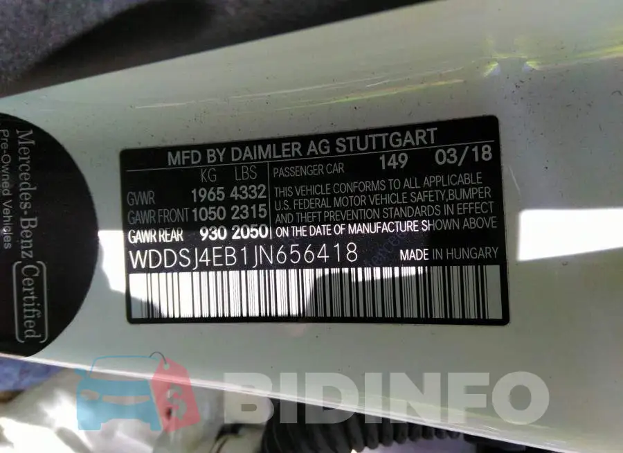 WDDSJ4EB1JN656418 Photo# 9
