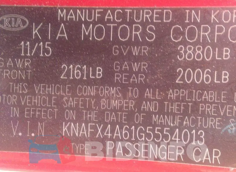 KNAFX4A61G5554013 Photo# 9