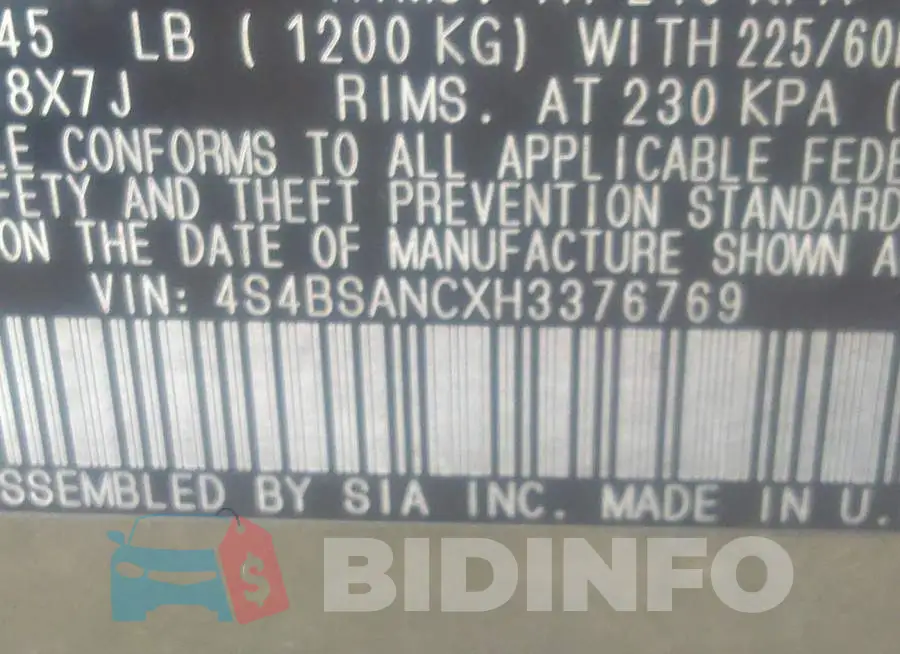 4S4BSANCXH3376769 Photo# 9