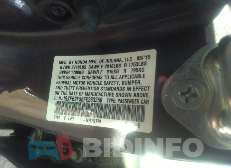 19XFB2F56FE263256 Photo# 9