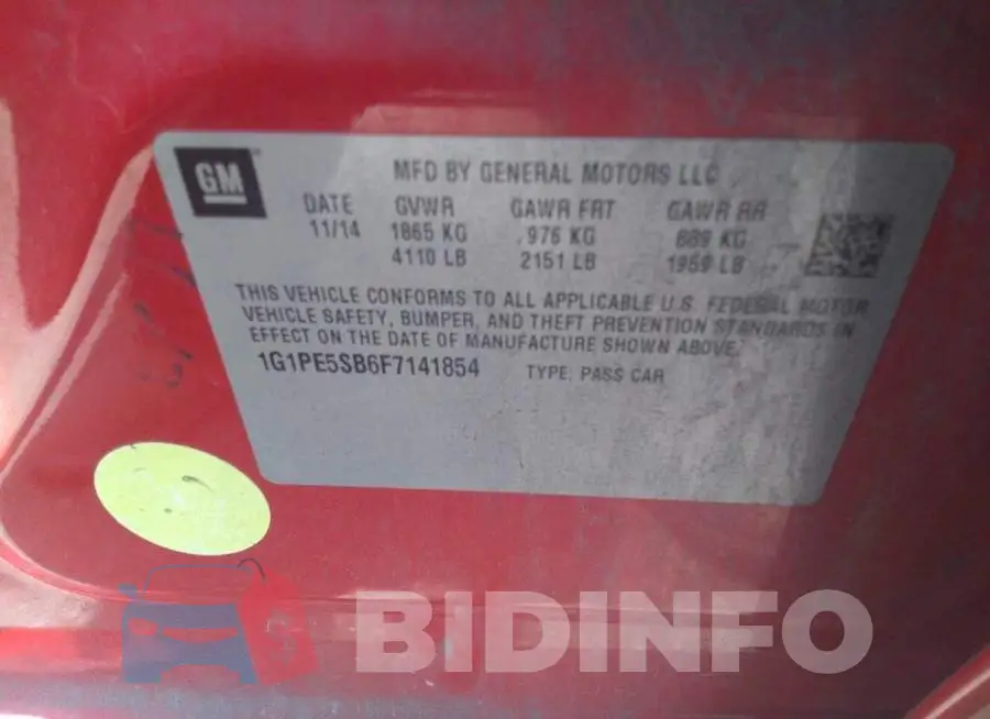 1G1PE5SB6F7141854 Photo# 9