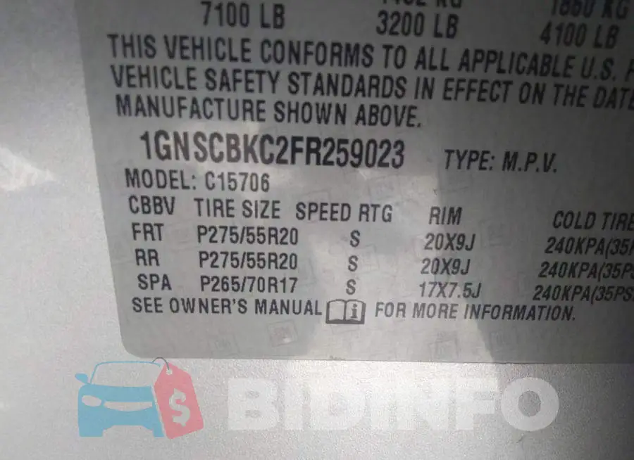 1GNSCBKC2FR259023 Photo# 9