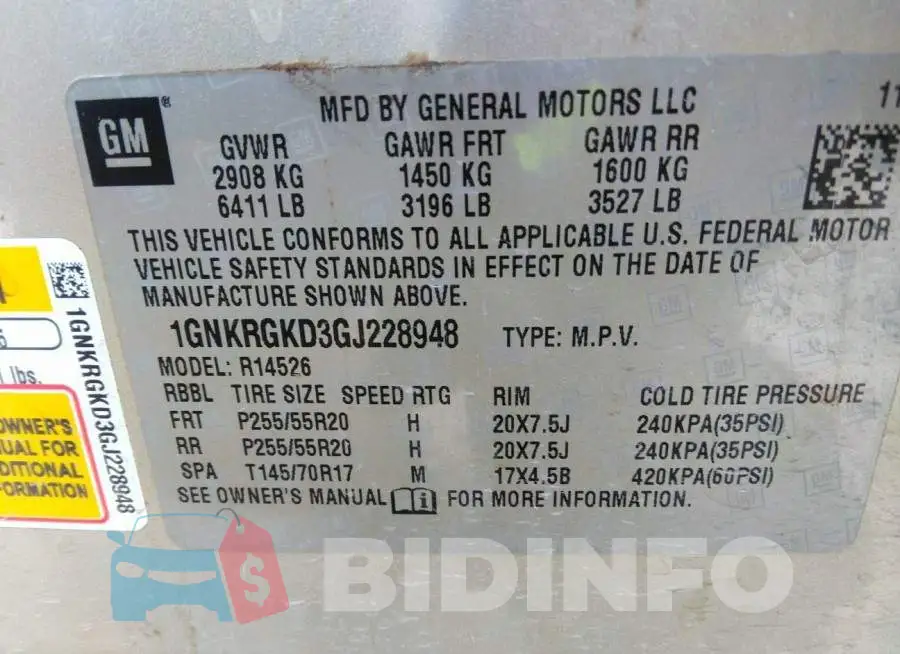 1GNKRGKD3GJ228948 Photo# 9