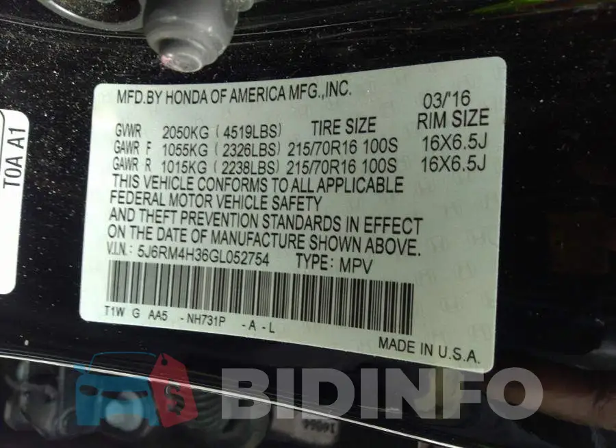 5J6RM4H36GL052754 Photo# 9