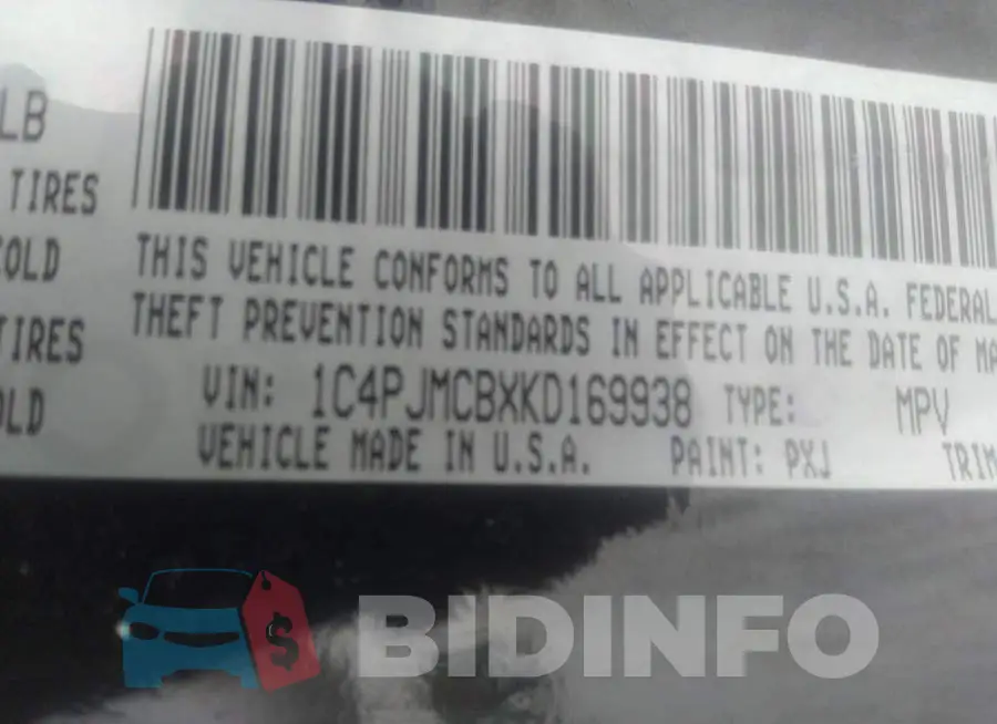 1C4PJMCBXKD169938 Photo# 9