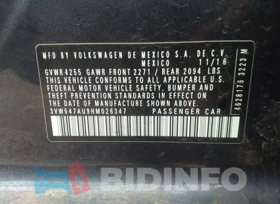 3VW547AU9HM026347 Photo# 9