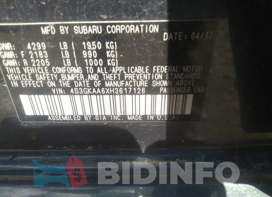 4S3GKAA6XH3617126 Photo# 9