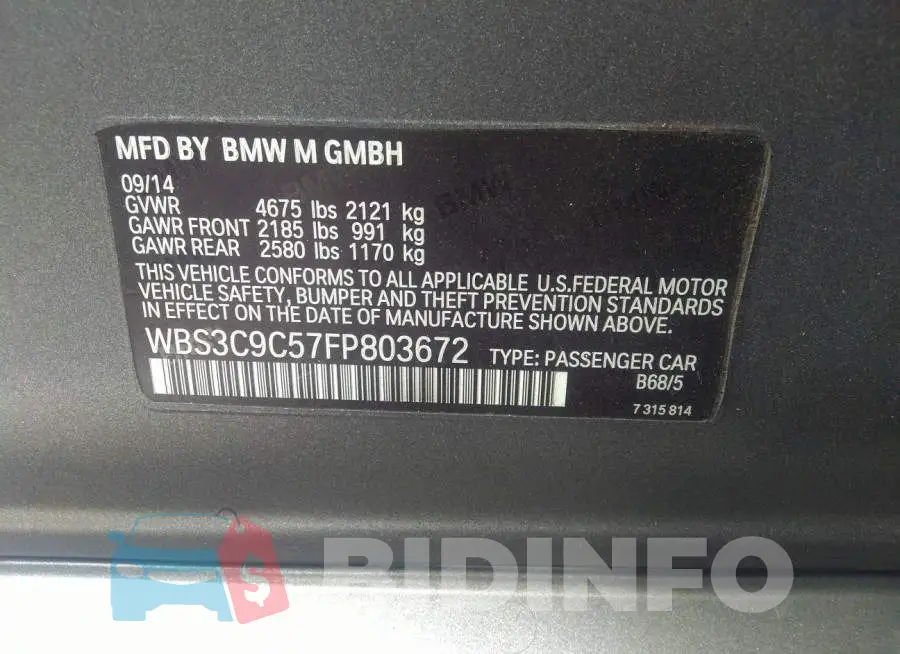 WBS3C9C57FP803672 Photo# 9