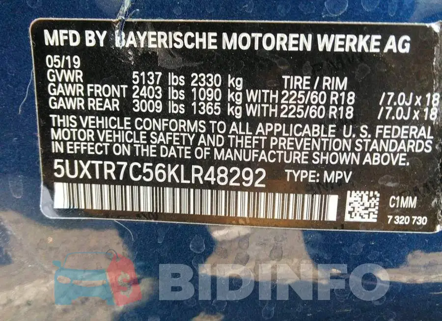 5UXTR7C56KLR48292 Photo# 9