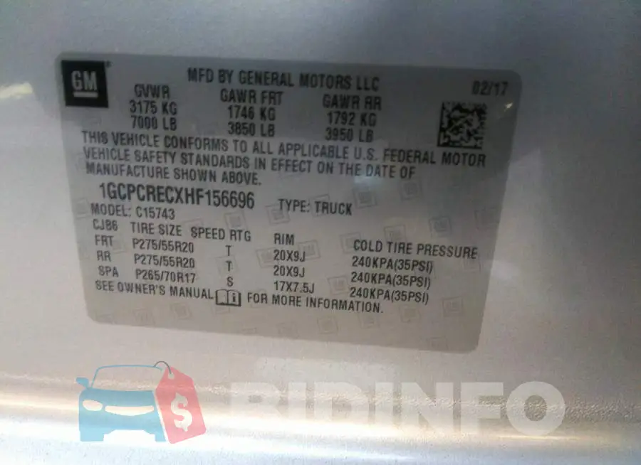 1GCPCRECXHF156696 Photo# 9