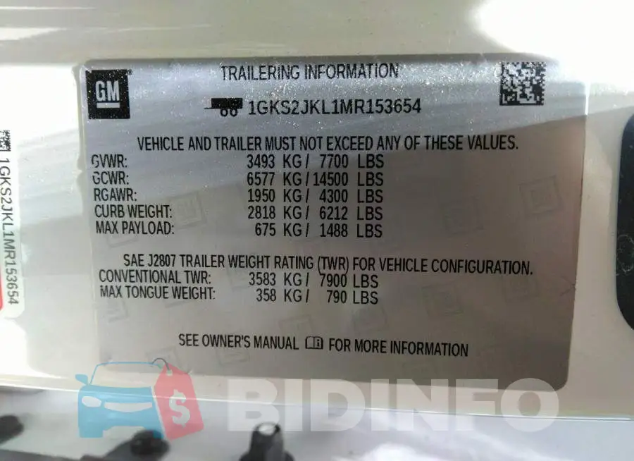 1GKS2JKL1MR153654 Photo# 9