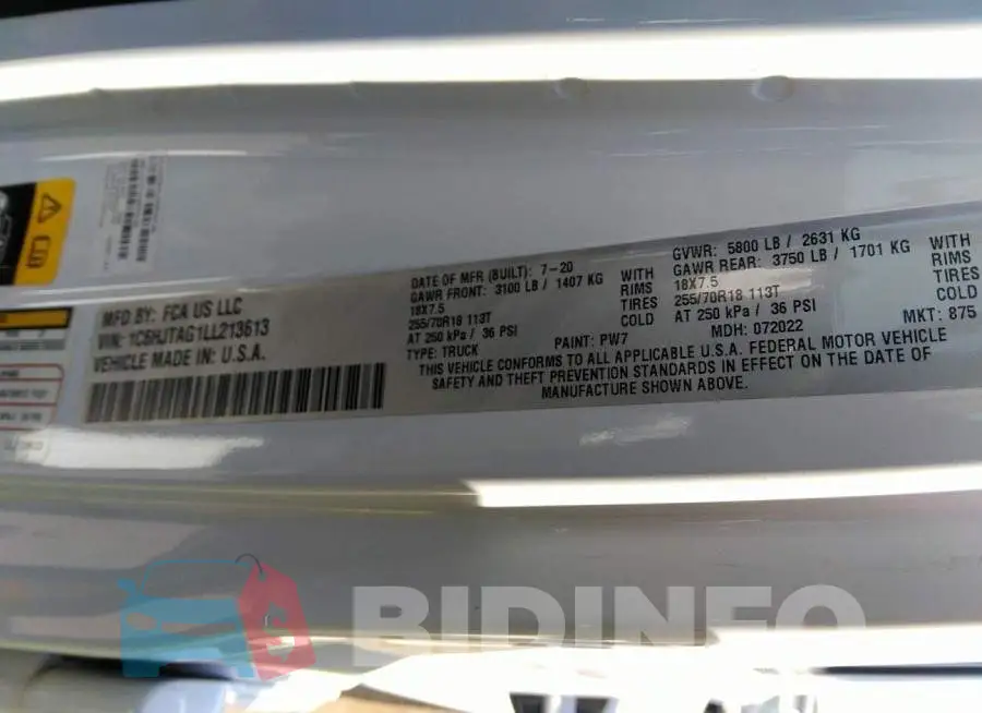 1C6HJTAG1LL213613 Photo# 9